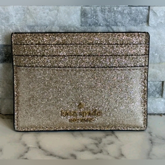 kate spade Handbags - Kate Spade Gold Key and Card Holder with Glitter Finish